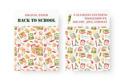 Back to school watercolor seamless patterns, digital paper. Product Image 2