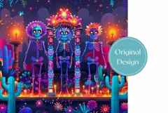 Colorful Tumbler Wrap Design, Neon Skeleton Tumbler Template Product Image 2