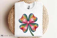 Mosaic Clover With Pink Bow Sublimation PNG Product Image 3
