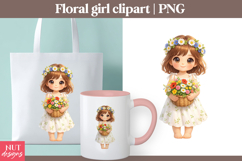 Floral Girl clipart Doll Clipart Nursery decor Scrapbooking Product Image 1