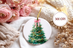 Watercolor Christmas Tree Ornament, Christmas Ornament Round Product Image 2