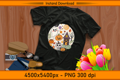 Cute Ghost Cat and Haunted House Halloween PNG Product Image 2