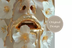 Gold Lips Tumbler Wrap Design, Floral Tumbler Template Product Image 2