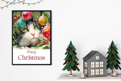 Cute Christmas Cat Greeting Card, Winter Cat Greeting Card Product Image 2