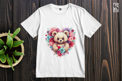 Floral Teddy Bear Heart Clipart Sublimation PNG Product Image 2