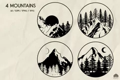 4 Mountain silhouettes SVG PNG EPS Product Image 2