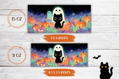 Halloween Black Cat Mug PNG, Kawaii Halloween Mug Wrap Product Image 2
