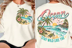 Ocean Front Back Shirt Design, Tropical Beach Front Back PNG Product Image 1
