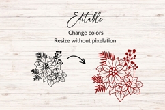 Hand Drawn Poinsettia Christmas Floral Arrangement SVG Product Image 2