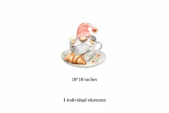Watercolor gnome in a mug of tea with cookies, Gnome PNG Product Image 2