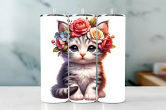 Cute Kitten Spring Tumbler Wrap Sublimation PNG Design Product Image 1