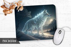 Spectral Wolf in Moonlit Snow Mouse Pad PNG Design Product Image 1