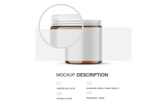 4OZ Amber Glass Jar With Expanded Label - PSD Mockup Product Image 1