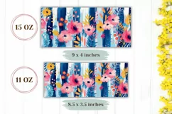 Watercolor Flowers Mug Design, Floral Mug Sublimation PNG Product Image 2