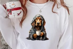 Christmas Dog And Coffee Clipart, Christmas Clipart Product Image 2