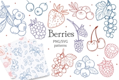 Berry Clipart SVG PNG, Seamless Fruit Patterns Product Image 1