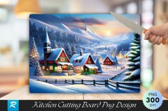 Snow Covered Village Winter Wonderland Cutting Board PNG Product Image 1