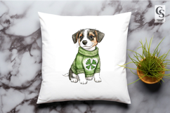 Cute Shamrock Sweater Dog Clipart PNG Product Image 2