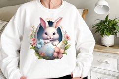 Peeking Bunny Easter Egg Clipart, Watercolor Bunny Peeking Product Image 2