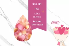 Love Heart Teardrop Earrings, Glitter Love Hearts Earrings Product Image 2