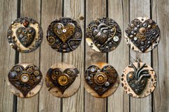 Valentine vintage hearts | 8 Sublimation round earring Product Image 2