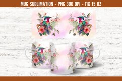 Watercolor Hummingbird Mug Sublimation Design Coffee Wrap Product Image 3