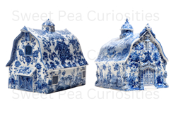 Blue Toile, Ephemera, PNG, Clipart, Junk Journal, flowers Product Image 2