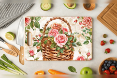 Watercolor Roses Baskets Cutting Boards sublimation Designs Product Image 2
