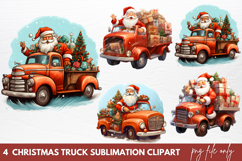 Christmas Clipart Christmas Truck Sublimation Clipart Product Image 1