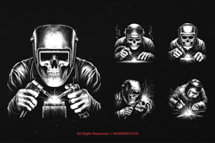 10 Bundle Dark Art Skull Welder Fire Iron Worker Metal Product Image 3