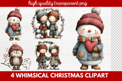4 Whimsical Christmas Clipart | Cute Holiday PNG Set Product Image 1