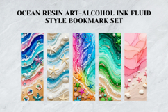 Ocean Resin Art &amp; Alcohol Ink Fluid Bookmark Set,Shiny Sea Product Image 2