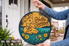 Hello Summer Round Sign SVG - Laser Cut Design Product Image 1