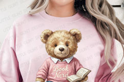 Book Nerd Teddy Bear PNG, Retro Bookish Trendy Book Lover Product Image 2