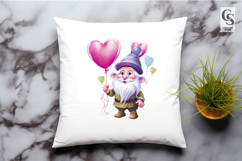 Valentine Gnome With Heart Balloons Clipart SVG PNG Product Image 3