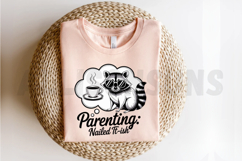 Humorous Parenting Design Featuring Raccoon With Coffee Product Image 2
