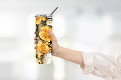 Skull and flower watercolor tumbler wrap sublimation Product Image 2