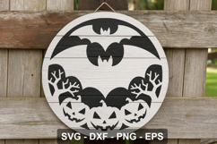 Halloween Bat and Pumpkin Round Sign SVG Product Image 2