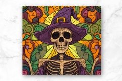 Stained Glass Skeleton 20oz Skinny Tumbler Sublimation. Product Image 2