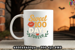Sweet 100 Days Forever Lips Heart Sublimation Design Product Image 3