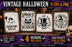 Vintage Halloween SVG PNG, Spooky Skull & Pumpkin Signs Product Image 2