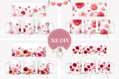 Cartoon Hearts Mug Designs, Watercolor Flowers Mug PNG Product Image 2