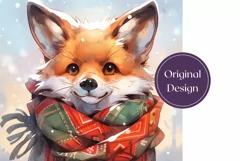 Christmas Tumbler Wrap PNG, Winter Fox Sublimation Designs Product Image 2