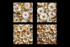 Gold &amp; White Flower Digital Paper Pattern Product Image 2