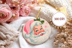 Vintage Santa Claus Ornament, Winter Round Ornament Product Image 2