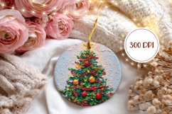 Art Christmas Tree Ornament PNG, Winter Ornament Sublimation Product Image 2