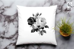 Black White Floral Bouquet Clipart Sublimation PNG Product Image 2