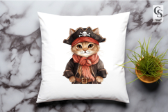 Watercolor Pirate Cat Clipart Sublimation PNG Product Image 2