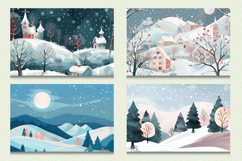 Whimsical Winter Landscape Cutting Boards sublimation Design Product Image 2
