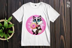 Cute Raccoon With Donut Clipart Sublimation PNG Product Image 2